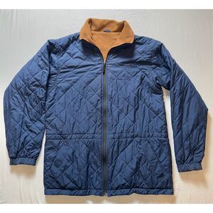 L.L. Bean Blue Quilted Jacket with Tan Collar